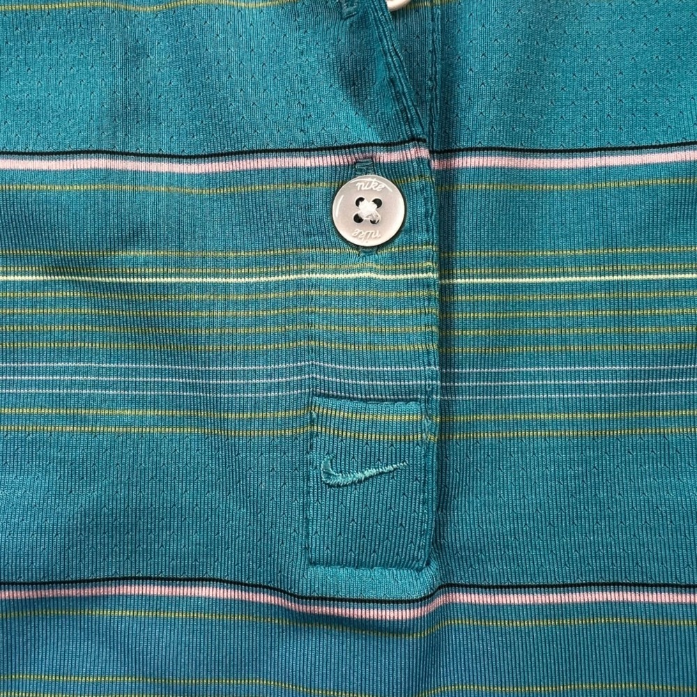 Nike Golf Pebble Beach Dri-FIT Polo Shirt Womens XL Teal Striped 358933-497 - Picture 9 of 10